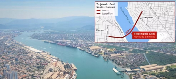 Túnel Santos-Guarujá recebe primeira licença ambiental e avança para leilão que prevê R$ 6,8 bi em investimentos